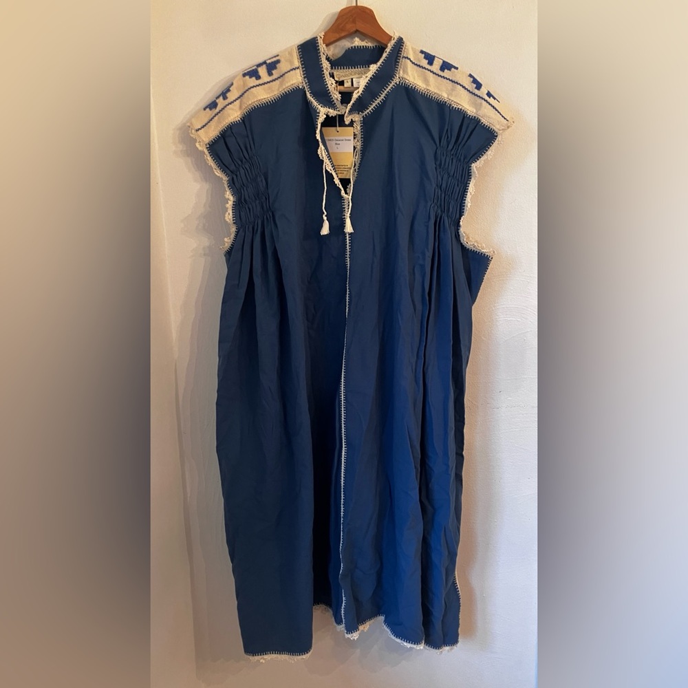 NWT Carolina K Oaxacan Blue Dress with embroidery